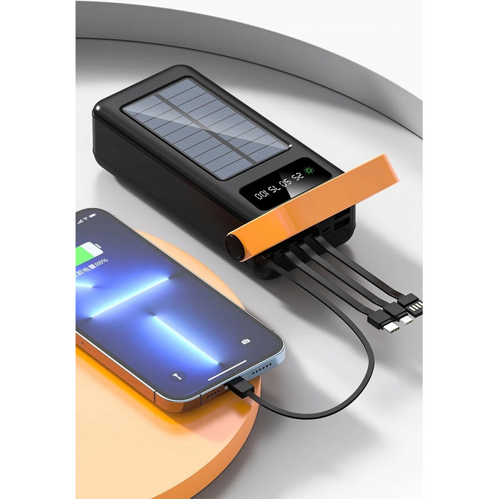 Повербанк FUMO 50000 mAh з LED-ліхтариком, 8 USB-портами та сонячною панеллю