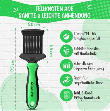 Зубна щітка для собак та котів з захисними нопочками - видаляє підшерсток, ковтуни та вузли. Ідеально для довгошерстих порід, таких як кокапу, пудель. Розмір M-L. Зубна щітка 2.0 велика