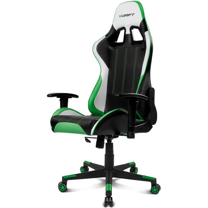 Ігрове крісло Drift DR175GREEN, екошкіра, 2D підлокітники, клас 4, чорний/зелений