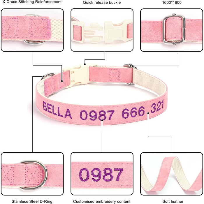 Лідяний нашийник для собак з металевою застібкою, двосторонній, з ім'ям та номером телефону, регульований розмір, M та L (для маленьких собак)