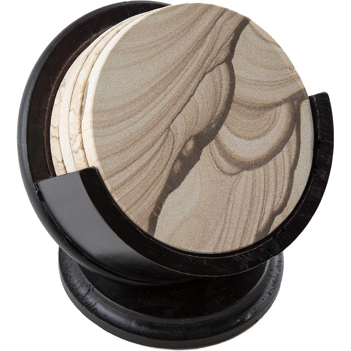 Thirstystone TS3 Sandstone Coasters, Underlays, Sandstone (Desert Holders with Stand)