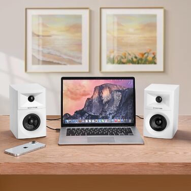 Акустичні колонки Sanyun SW203 - 60W, 4-Way, DSP, 3D звук, USB/Bluetooth 5.4, AUX, для студії (Пара, Червоний)