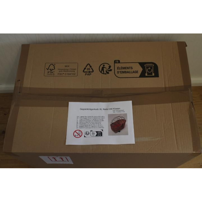 Корзина для велосипеда на багажник з лози з металевою сіткою та подушкою, XL або XXL. Підходить для перевезення багажу.