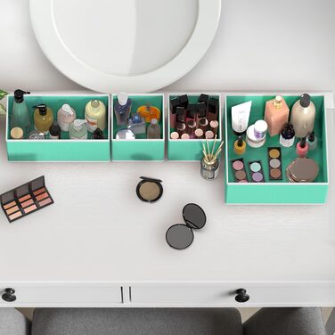 Simple Houseware Foldable Drawer Organizer for Clothing/Underwear/Panty/Jumpsuit, 12-Piece Set, (Set of 12, Turquoise/Getaway, Solid (Getaway Solids))