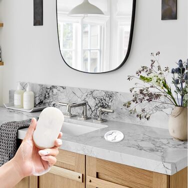 Підставка для мила MYLERCT для ванної кімнати та кухні, 11.5 x 10 см, з антиковзними наклейками, з імітацією мармуру