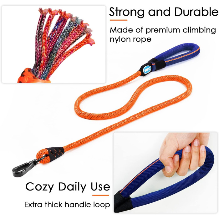 Шлейка для собак ThinkPet No-Pull, дихаюча, для малих, середніх та великих собак, регульована, м'яка, для прогулянок, безпечна, з контролем, з підкладкою, світловідбиваюча (Помаранчевий колір, 150 см повідком, XL, 1 шт.)