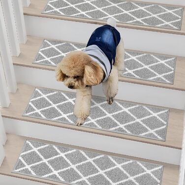 Ковзаючі сходи COSY HOMEER, 15 шт., 70x22 см, антиковзаючі, самоклеючі, машинне прання, 100% поліестер, TPE-підкладка, для дітей, літніх людей та домашніх тварин, сіро-білі