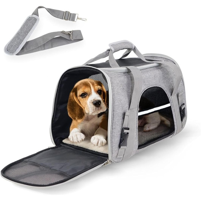 Рюкзак-переноска для тварин Mobiclinic® Pets: складний, з вентиляцією, з мискою та сумкою, багатофункціональний, регульований, 37x29x37x5 см