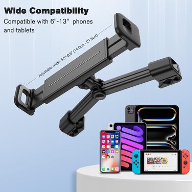 Утримувач для планшета в авто FINTIE - універсальний, поворотний на 360°, для iPad, Galaxy Tab, смартфонів, Kindle, Fire (6-13 дюймів)