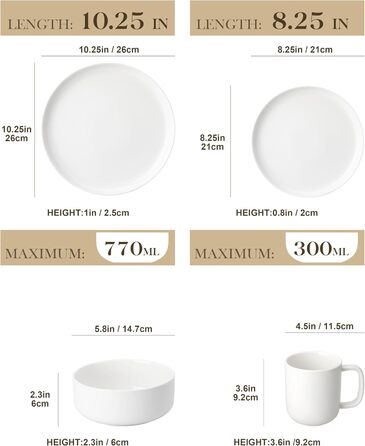 Набір кавових чашок MALACASA LUNA, 6 шт., 300 мл, порцеляна. Чашки для кави, чаю, соку, лате, капучино, какао. Можна мити в посудомийній машині та використовувати в мікрохвильовці. Білий колір.