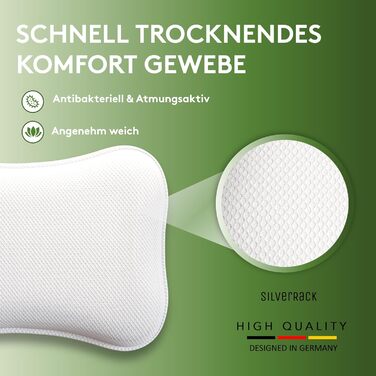 SilverRack Bathtub Pillow MEDIUM-SOFT [3D] - Neck Pillow for Bathtub with Suction Cups as Bathtub Accessory - Pillow for Bathtub - Bath Pillow with Ergonomic Fit (White Small)