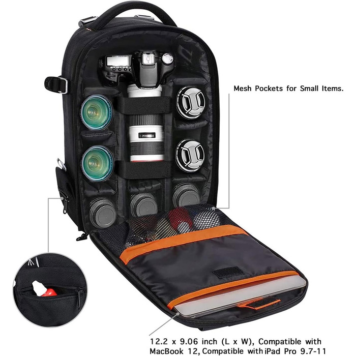Рюкзак для фотокамери MOSISO: захищений, модульний, сумісний з Canon, Nikon, Sony