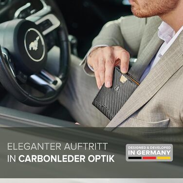 Чоловічий гаманець Travando Amsterdam з кліпсою для грошей - перевірено TÜV - 10 відділень для карток - тонкий дизайн - захист RFID - маленька кишеня для монет - подарункова коробка - дизайн з Німеччини (Carbon)