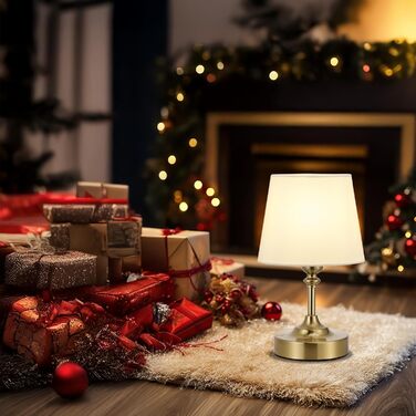 LED настільна лампа бездротова з торшером з льону, сенсорне керування, регулювання яскравості, USB-C, для спальні, вітальні, кухні, 40см, мідь