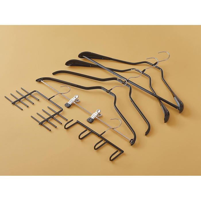 MAWA Clothes Hangers, Set of 10 Space-Saving and Non-Slip Hangers, Ideal for Shirts and Blouses, with 360° Swivel Hook, Non-Slip Coating, 45 cm, Black