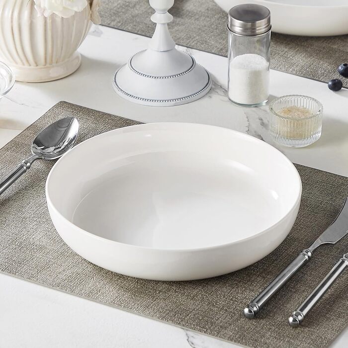 MALACASA Muesli Bowls 4-Piece Set, 700ml Soup Bowls Porcelain Salad Bowl Set Dessert Bowls Breakfast Bowls Ceramic Large Bowls Set for Noodles, Salad, Fruit, LUNA Series White