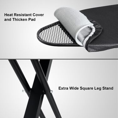 Гладильна дошка Duwee Extra Wide Deluxe з підставкою для праски, чорна, 117 x 43 см