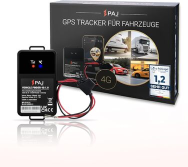 4G GPS-трекер PAJ для мотоцикла, авто і транспорту, підключення 9-75V, захист від крадіжки, онлайн-моніторинг через додаток, 365 днів збереження маршрутів, монтаж на акумулятор, кабель 40 см