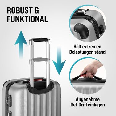 Набір валіз Monzana® 3шт (зелений) M-L-XL з замком, органайзером та вагами - зручні ручки, подвійні колеса, підставка, тріліон, дорожній валіз, валіза з жорстким корпусом, набір валіз, тріліонний набір (срібло)