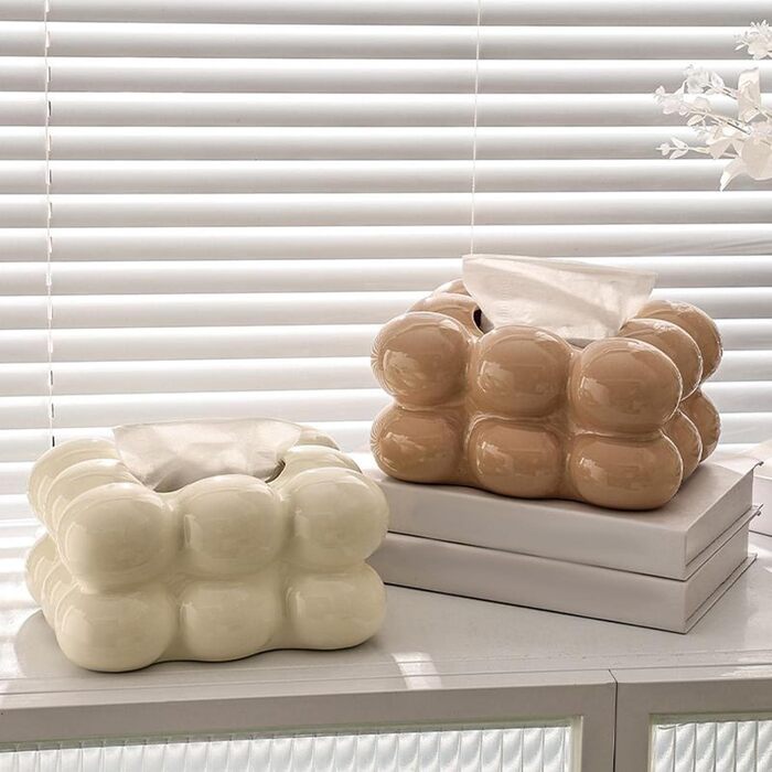 Fenteer Creative Tissue Box Cover, Rectangular Decorative Tissue Holder for Desks and Tables, Kitchen, Office, Home Decoration, White