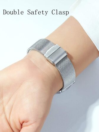 Жіночий годинник Hannah Martin: аналоговий кварц, водонепроникний, з нержавіючої сталі, ультратонкий, сіре мережате плече, біле покриття