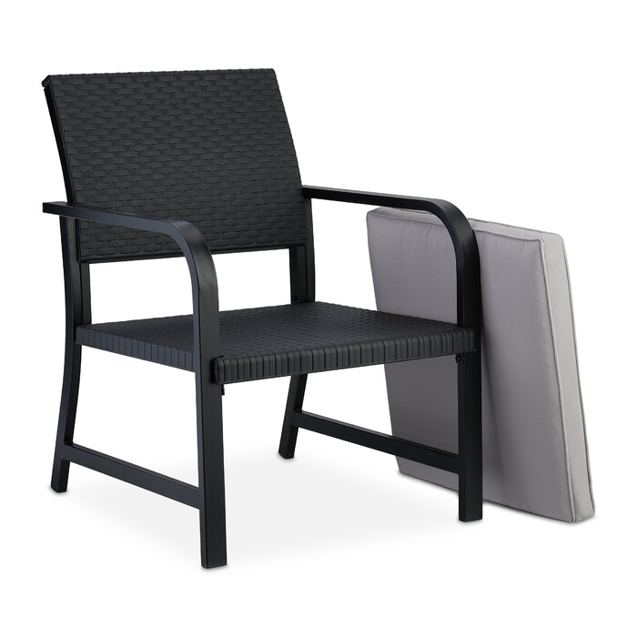Relaxdays 3-Piece Balcony Furniture Set with Rattan Look