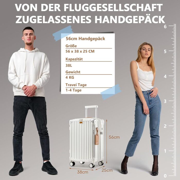 Чемодан Joyway ABS, розширюваний, з TSA замком та 4 колесами, набір: великий та невелика валіза + сумка для туалетних речей, зелений (білий, 56 см, ручна поклажа)