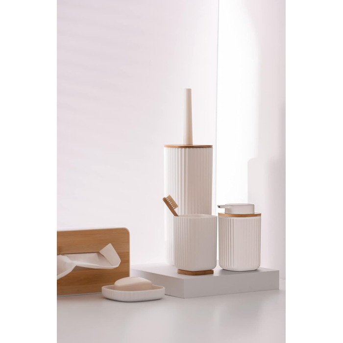 Скляниця для косметичних серветок WENKO Rotello, бамбуковий кришка, 24 x 7,5 x 12,7 см (2 шт.)