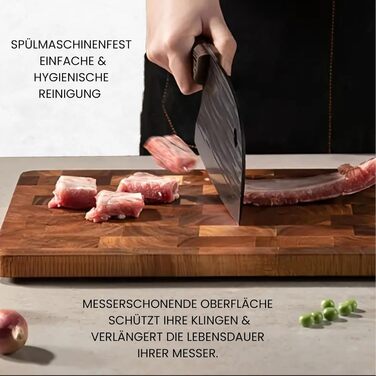 Messerglück® Premium Cutting Board made of solid Acacia wood - Antibacterial wood & dishwasher-safe - Ideal kitchen board for hobby and professional chefs - 36 x 24 x 2.5 cm