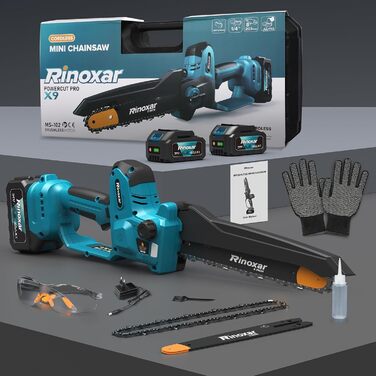 Акумуляторна міні-пила PowerCut X9 PRO 6 дюймів з автоматичним змащенням, 8000mAh, 2 акумулятори