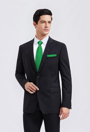 Краватка Enlision для чоловіків у клітинку з кишеньковим хустинкою, формальний стиль, бізнес-краватка та комплект кишенькових хустинок (зелений)