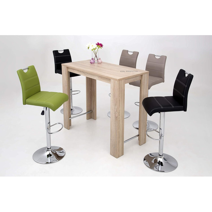 Hela Bar Stools - Miranda Bistro Stools, Faux Leather with Trumpet Base, Adjustable Height, 360° Swivel, 60-82cm (Cappuccino, 2-Pack)