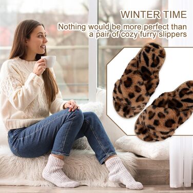 Жіночі плюшеві домашні тапочки Riehmot, розмір 40/41 EU, леопардовий принт