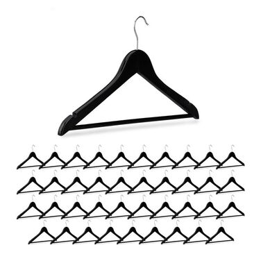 Relaxdays Wooden Clothes Hangers, 40-Piece Set