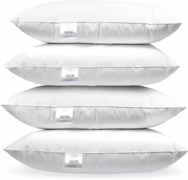 H&F Heimtextilien 4-Piece Set | Premium Quality | Pillowcases 80x80 cm | Filling: 1000 grams of Feathers, Goose Feathers | 100% Natural Pillow | Cover: 100% Cotton | Feather Pillow 80 x 80 cm | Oeko-TEX Certified 1000.0 grams 4