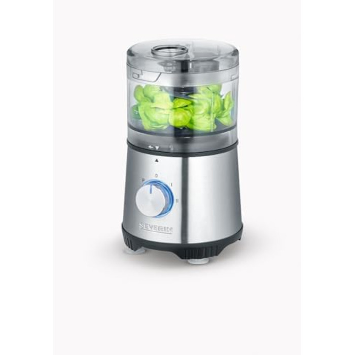 SEVERIN Compact Multi-Chopper, Universal Chopper for Coarse and Fine Chopping, Food Processor with Extensive Accessories, Brushed Stainless Steel / Black, KM 3865