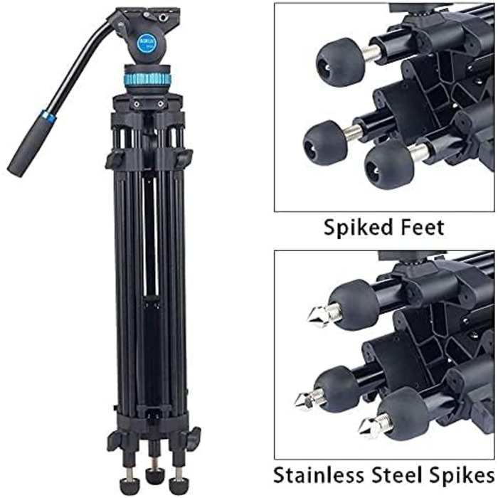 Штатив відео SIRUI SH-15: Алюмінієвий штатив для відеозйомки з поворотним кріпленням 360°, 155 см, навантаження до 10 кг. Підходить для DSLR, відеокамер та камер.