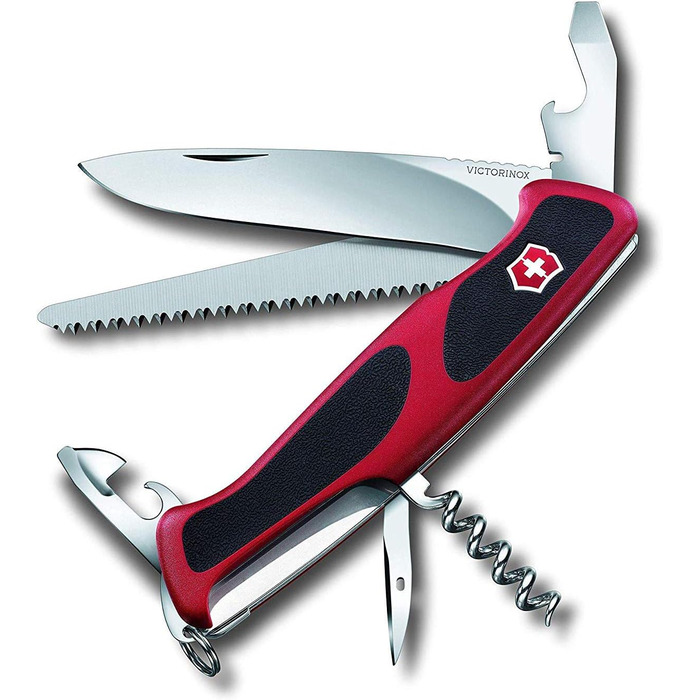 Мультитул Victorinox RangerGrip 55, Швейцарський  ніж, 12 функцій, червоно-чорний