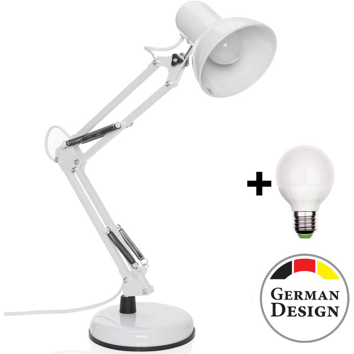 Ретро настільна лампа для робочого столу з гнучким підсвічуванням, з LED лампою (біле світло)