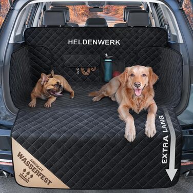 Захист для багажника авто для собак HELDENWERK: водовідштовхуючий, антиковзкий, з захистом бокових панелей та краю, універсальний, чорний (преміум, стеганий)