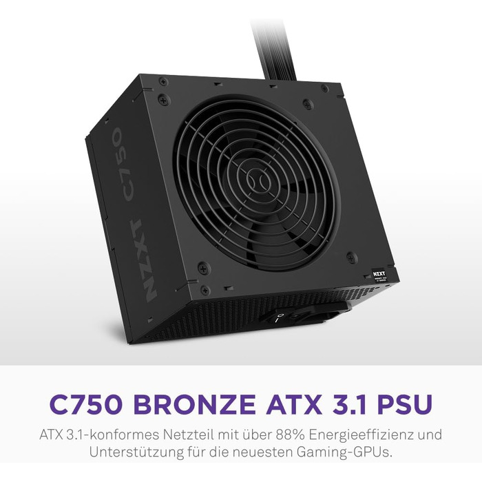 Блок живлення NZXT C850 Gold ATX 3.1, 850W, повністю модульний, 80 Plus Gold, чорний