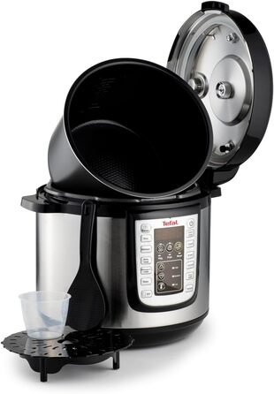 Tefal CY505E Fast & Delicious Multicooker | Electric Pressure Cooker | 6 L Capacity | 25 Automatic Programs | Up to 80% Faster Cooking | Energy-Saving | Recipe Book | 1200 W | Stainless Steel