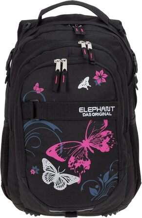 Шкільний рюкзак ELEPHANT Hero Signature з мотивом метелика (чорний/рожевий)
