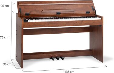 McGrey DP-18 WN E-Piano: 88 важких клавіш з молоточним механізмом, 128 звуків, Dual/Split, захисний чохол, 3 педалі, матовий горіх