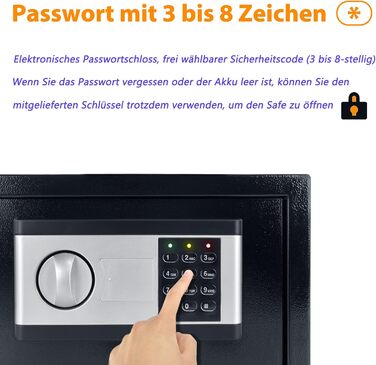 Сейф YRHome 12L Mini Tresor для дому з цифровим замком, батарейним відсіком та 2 ключами, з сигналізацією. Сталевий сейф для дому.