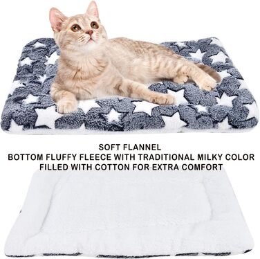 М'який флісовий плед для домашніх тварин (собаки/коти), блакитний фон з білими зірками, 89 x 68 см