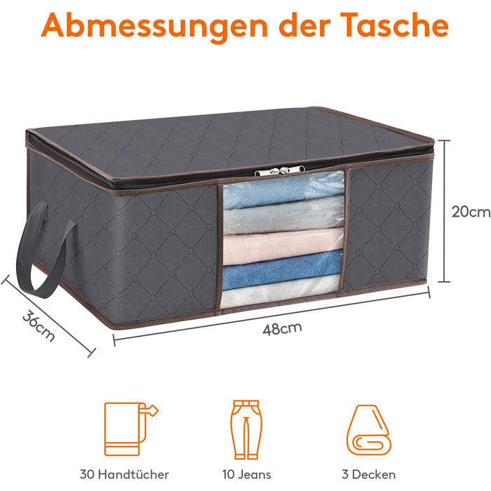 Органайзери для зберігання білизни та постільної білизни Lifewit (3 шт, 35л, сірий)