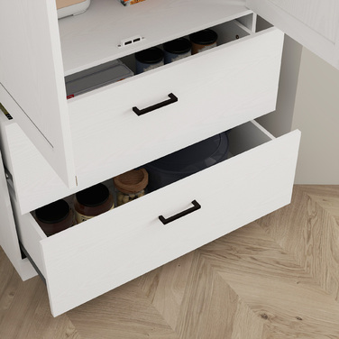 HOMCOM Kitchen Cabinet, Tall Cabinet with Adjustable Shelves, 2 Drawers, Kitchen Buffet for Dining Room, Living Room, 75 x 39 x 178 cm, Cream White | Aosom