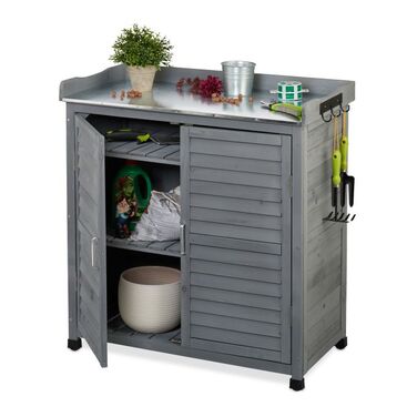 Relaxdays Plant Stand with Underneath Cabinet