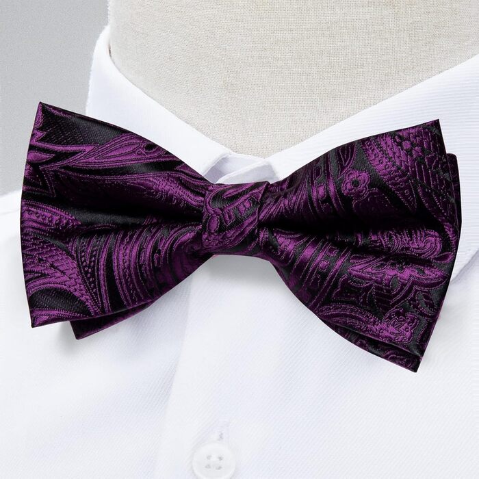 Шовковий крават-метелик DiBanGu з нагрудником та краватковою шпилькою. Комплект для вечірки, весілля, прому. Темно-фіолетовий колір